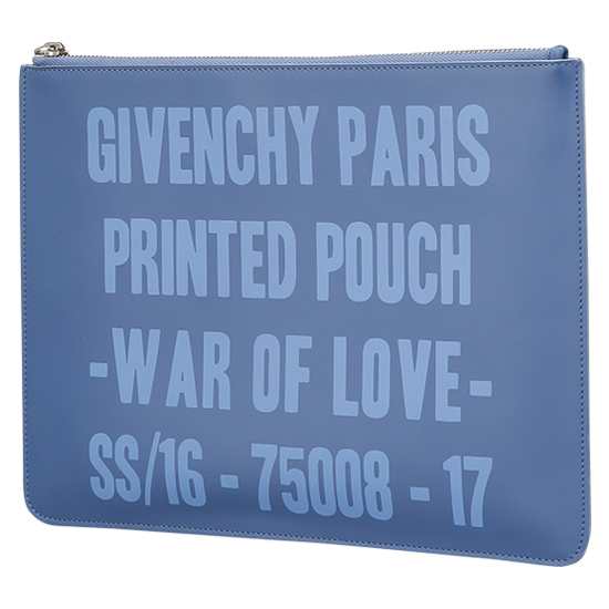 GIVENCHY(USED)블루 레더 텍스트 프린팅 클러치백