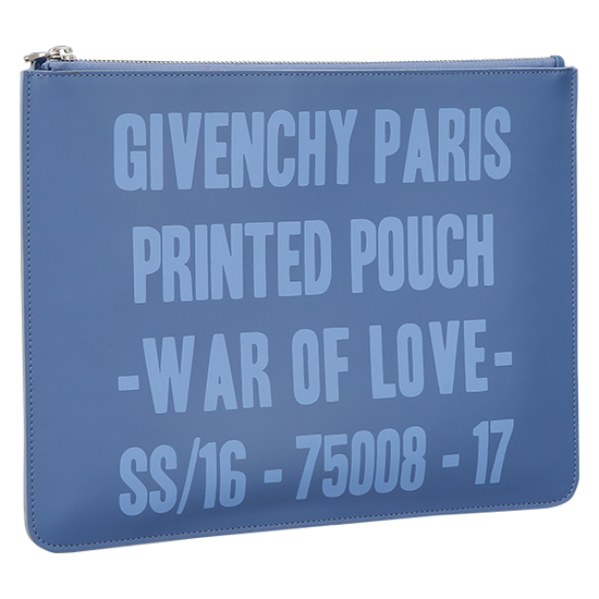 GIVENCHY(USED)블루 레더 텍스트 프린팅 클러치백