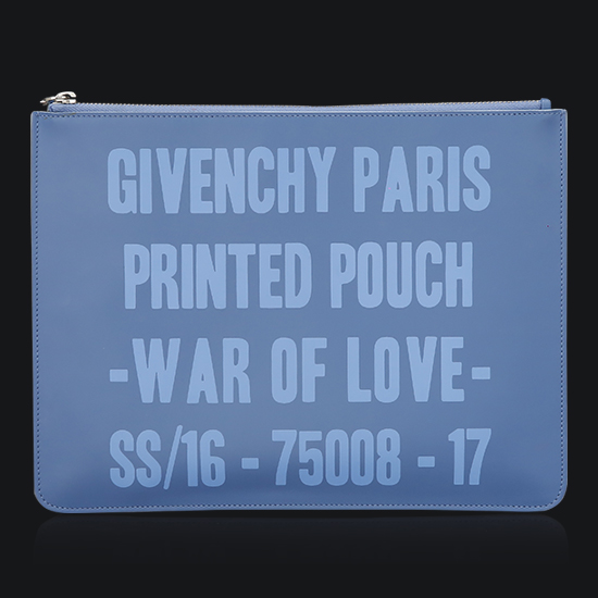 GIVENCHY(USED)블루 레더 텍스트 프린팅 클러치백