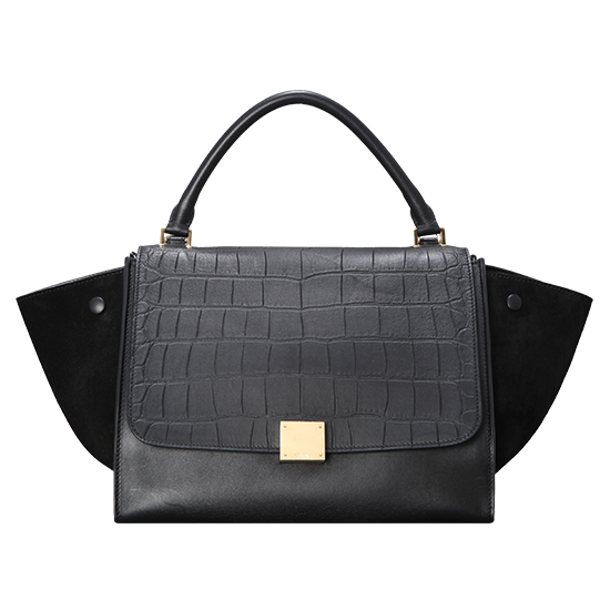 CELINE(USED)트라페제 블랙 엘리게이터 스킨 토트백