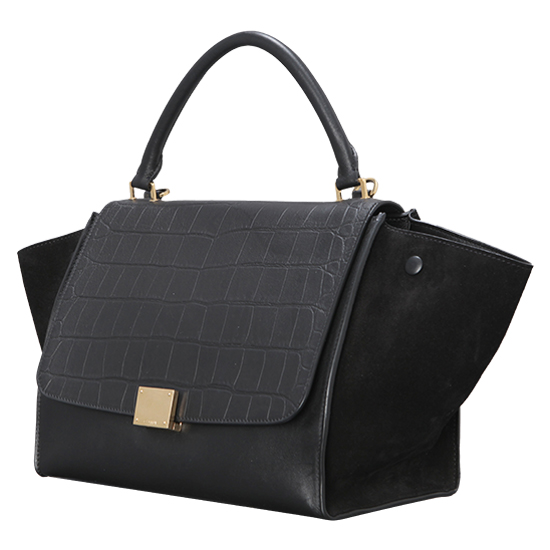CELINE(USED)트라페제 블랙 엘리게이터 스킨 토트백
