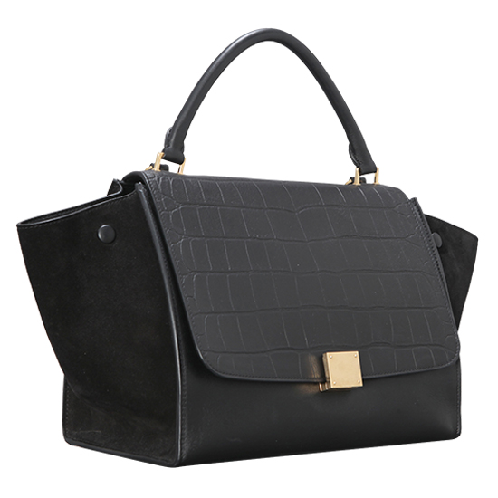 CELINE(USED)트라페제 블랙 엘리게이터 스킨 토트백