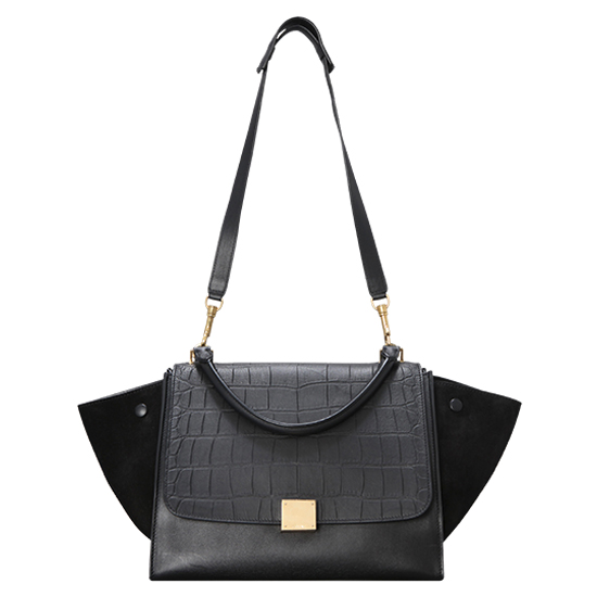 CELINE(USED)트라페제 블랙 엘리게이터 스킨 토트백