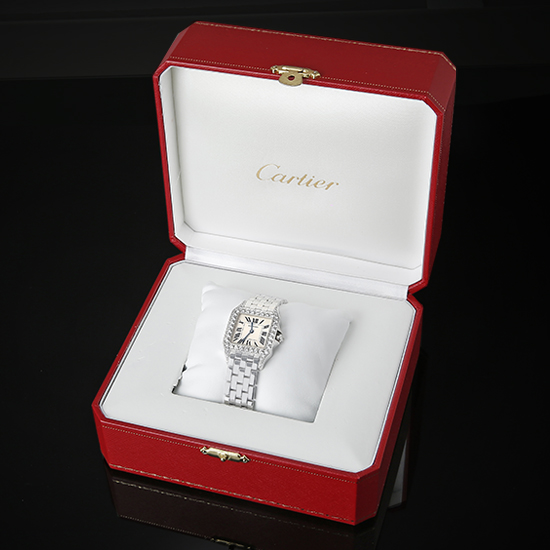 CARTIER(USED) 산토스 드모아젤 화이트골드 다이아베