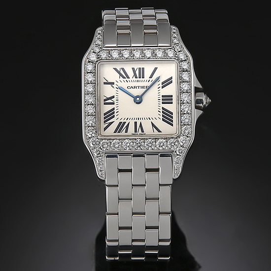 CARTIER(USED) 산토스 드모아젤 화이트골드 다이아베