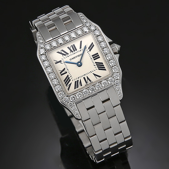 CARTIER(USED) 산토스 드모아젤 화이트골드 다이아베