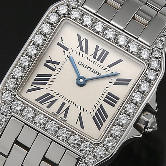CARTIER(USED) 산토스 드모아젤 화이트골드 다이아베