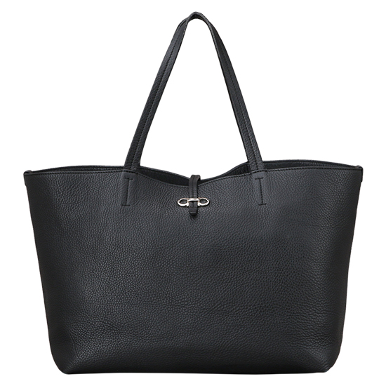 FERRAGAMO(USED)블랙 레더 쇼퍼