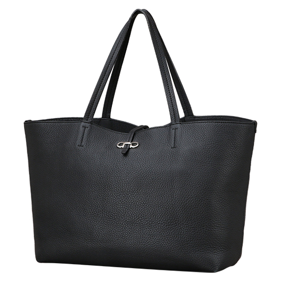 FERRAGAMO(USED)블랙 레더 쇼퍼