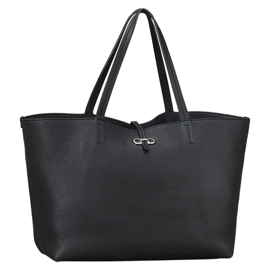 FERRAGAMO(USED)블랙 레더 쇼퍼