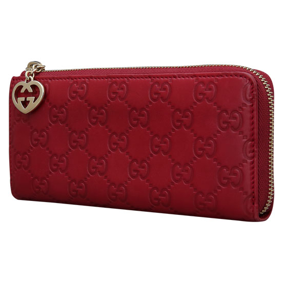 GUCCI(USED) 구찌 GG로고 씨마 레드 지퍼 장지갑