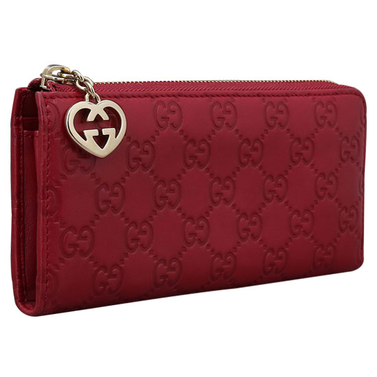 GUCCI(USED) 구찌 GG로고 씨마 레드 지퍼 장지갑