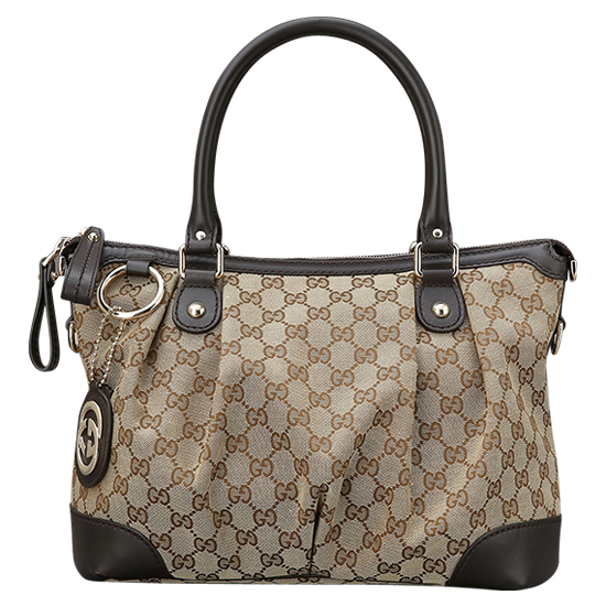 GUCCI(USED) 구찌 자가드 레더 트리밍 토트겸 숄더백