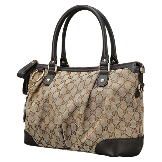 GUCCI(USED) 구찌 자가드 레더 트리밍 토트겸 숄더백