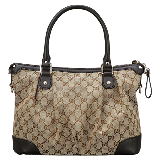 GUCCI(USED) 구찌 자가드 레더 트리밍 토트겸 숄더백
