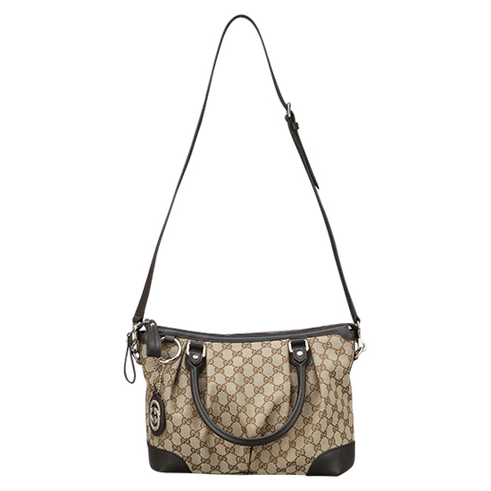 GUCCI(USED) 구찌 자가드 레더 트리밍 토트겸 숄더백