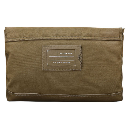 BALENCIAGA(USED)브라운 패브릭 트리밍 클러치