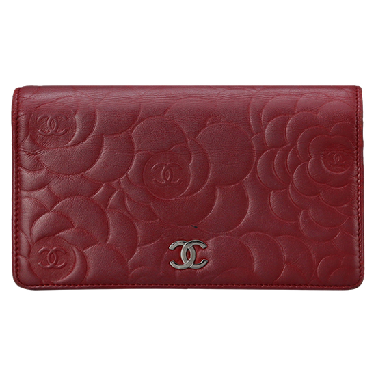 CHANEL(USED) 샤넬 까멜리아 레드 장지갑