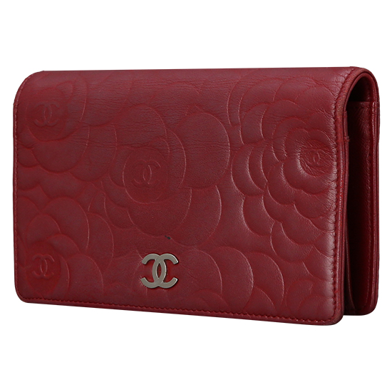 CHANEL(USED) 샤넬 까멜리아 레드 장지갑