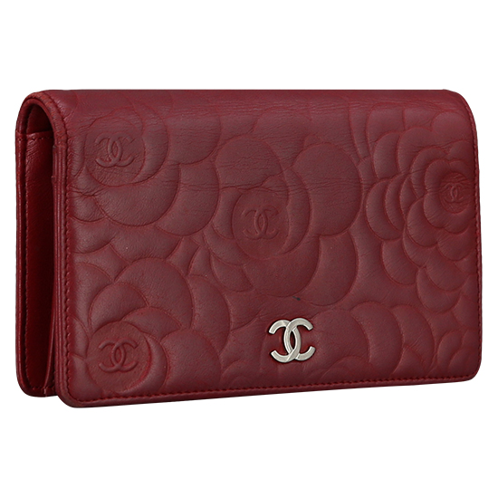 CHANEL(USED) 샤넬 까멜리아 레드 장지갑