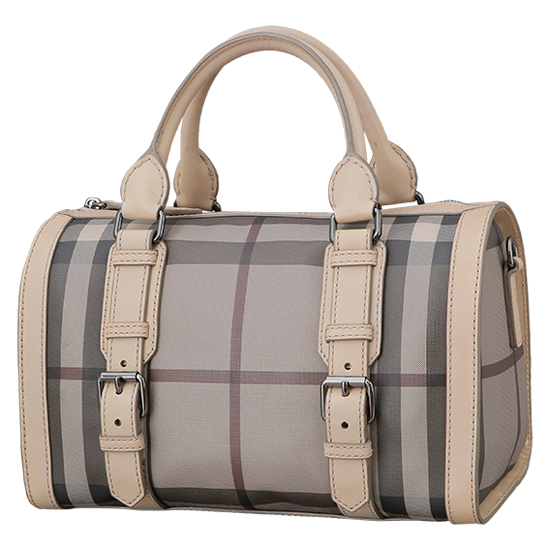 BURBERRY(USED)스모크드 체크 PVC 보스턴백