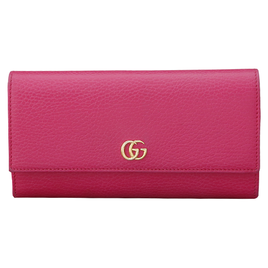 GUCCI(USED) 구찌 GG로고 마몽트 핑크 레더 플랩 장지갑