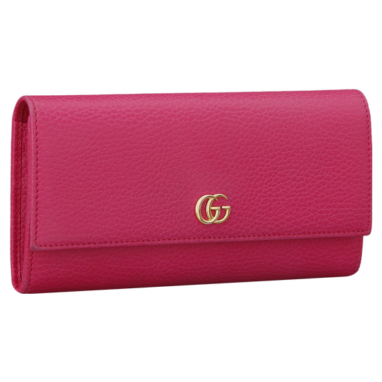 GUCCI(USED) 구찌 GG로고 마몽트 핑크 레더 플랩 장지갑