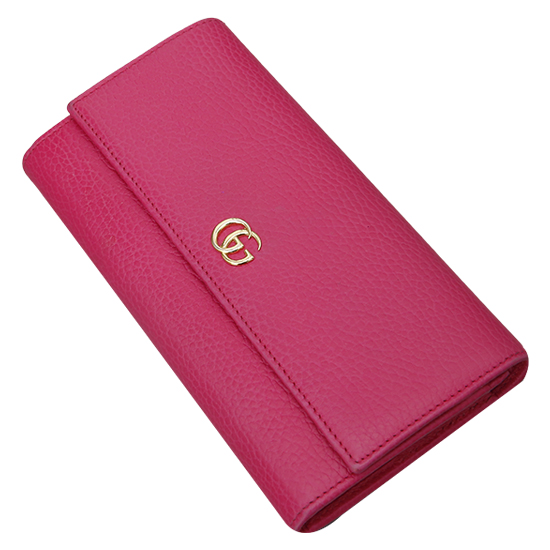 GUCCI(USED) 구찌 GG로고 마몽트 핑크 레더 플랩 장지갑