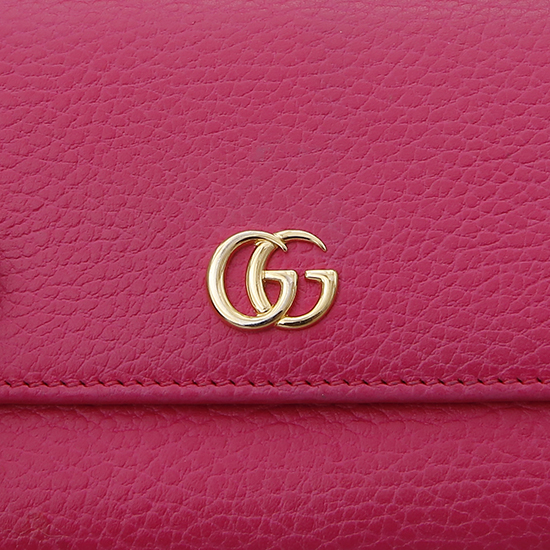 GUCCI(USED) 구찌 GG로고 마몽트 핑크 레더 플랩 장지갑