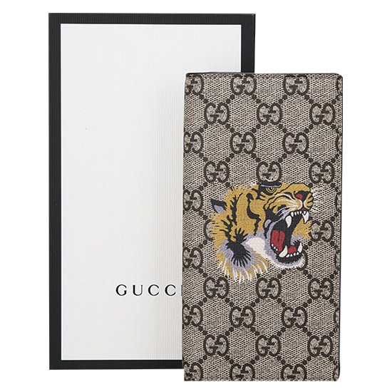 GUCCI(USED) 구찌 GG로고 PVC 수프림 타이거 장지갑