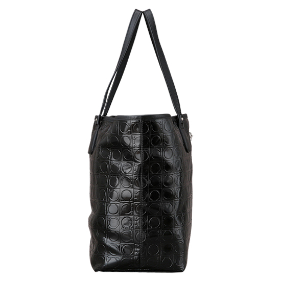 FERRAGAMO(USED)간치니 유광 블랙 레더 쇼퍼백