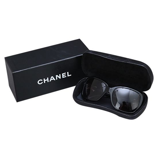 CHANEL(USED) 샤넬 리본 장식 블랙 선글라스