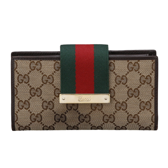 GUCCI(USED) 구찌 패브릭 삼선 플랩 장지갑