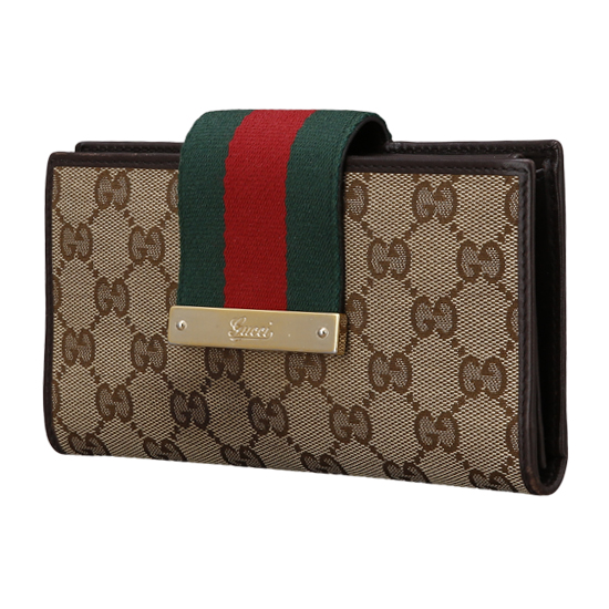 GUCCI(USED) 구찌 패브릭 삼선 플랩 장지갑