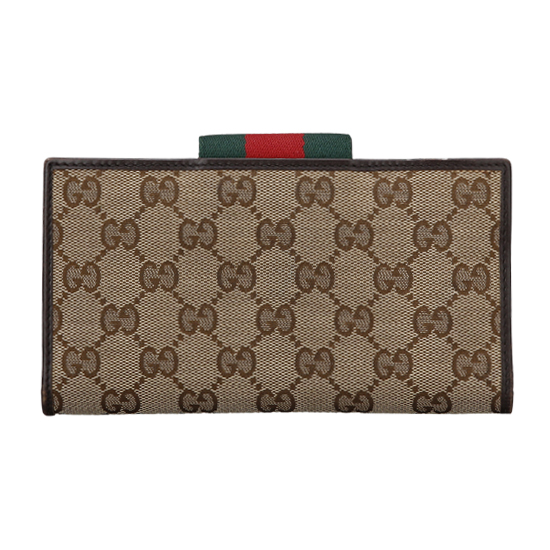 GUCCI(USED) 구찌 패브릭 삼선 플랩 장지갑