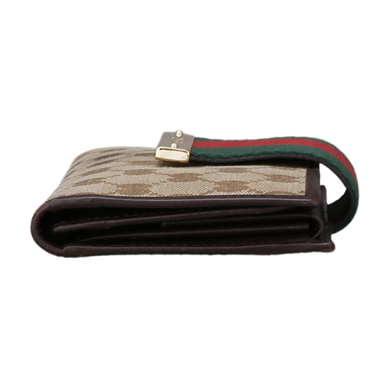 GUCCI(USED) 구찌 패브릭 삼선 플랩 장지갑