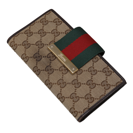GUCCI(USED) 구찌 패브릭 삼선 플랩 장지갑