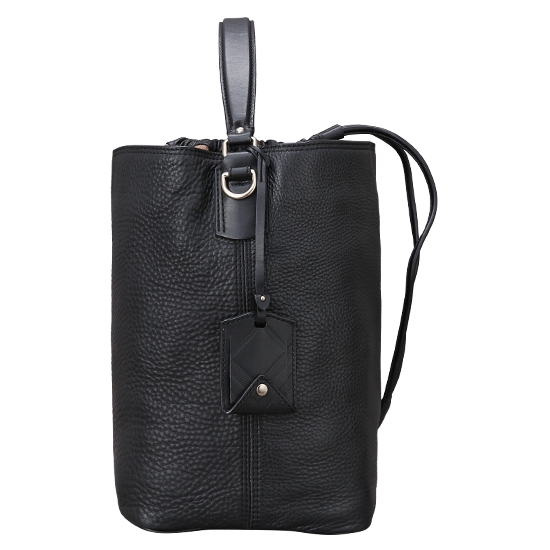 BURBERRY(USED)블랙 레더 애쉬비 호보백