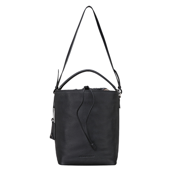 BURBERRY(USED)블랙 레더 애쉬비 호보백