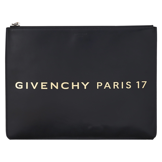 GIVENCHY(USED)지방시 로고 블랙 레더 클러치