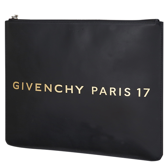GIVENCHY(USED)지방시 로고 블랙 레더 클러치