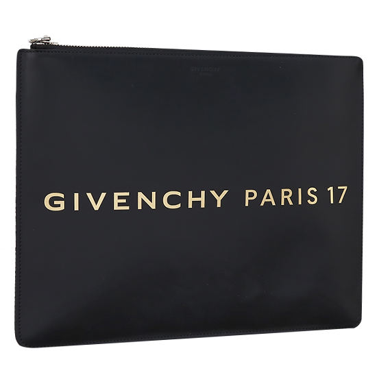 GIVENCHY(USED)지방시 로고 블랙 레더 클러치