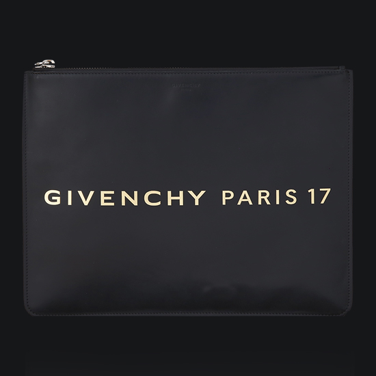 GIVENCHY(USED)지방시 로고 블랙 레더 클러치