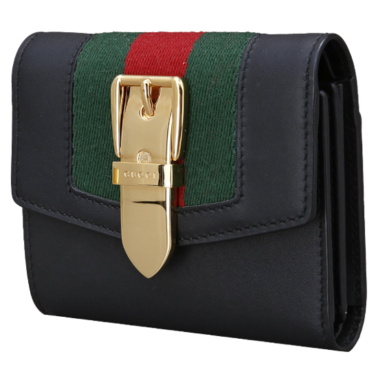 GUCCI(USED) 구찌 실비 블랙 레더 반지갑
