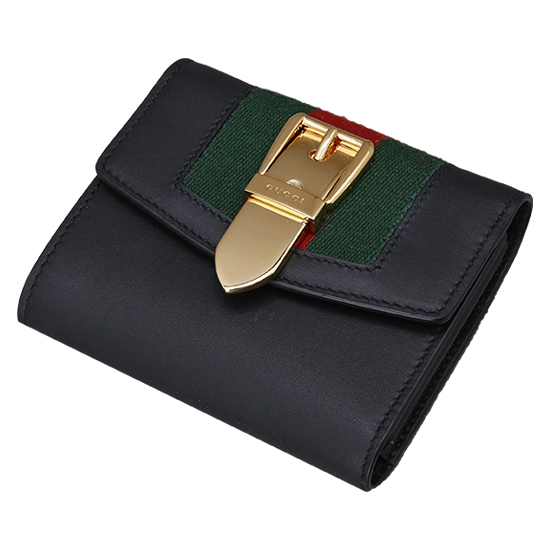 GUCCI(USED) 구찌 실비 블랙 레더 반지갑
