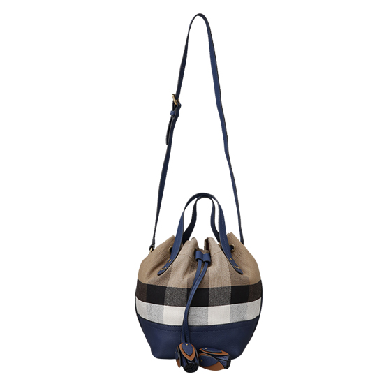 BURBERRY(USED)캔버스 체크 패브릭 버킷백