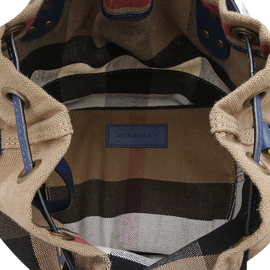 BURBERRY(USED)캔버스 체크 패브릭 버킷백