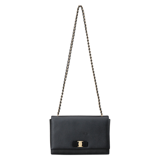 FERRAGAMO(USED)바라리본 간치니 체인 숄더백