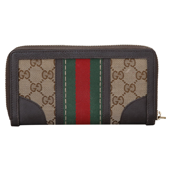 GUCCI(USED) 구찌 GG로고 패브릭 벌 자수 삼선 웹 장지갑