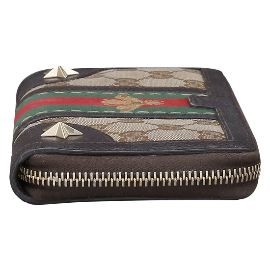 GUCCI(USED) 구찌 GG로고 패브릭 벌 자수 삼선 웹 장지갑